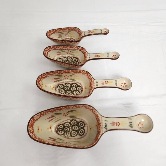 Temptations Old World Fallfetti Measuring Cups Spoons Nesting Set of 4 Browns - Picture 2 of 9